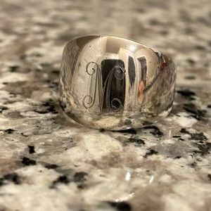 Sterling silver monogrammed M or W ring